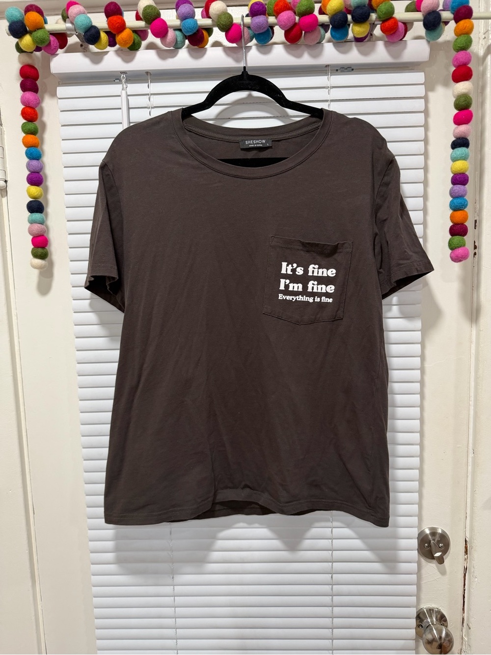 Sheshow Black pocket tee - “it’s fine, I’m fine, everything is fine”